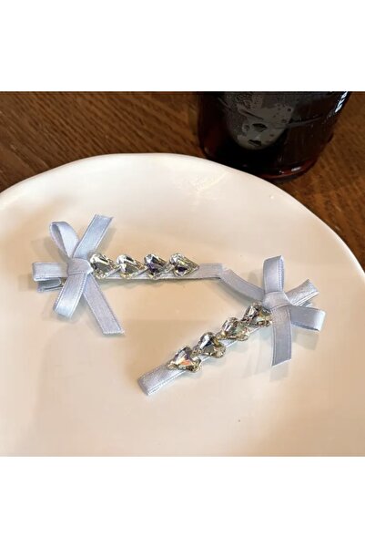 Accessories Hei Gray Ribbon Detailed with Stones Cute Stylish Heart Detailed Sparkling Children's 1 Piece Buckle