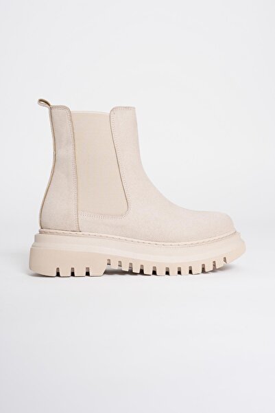 Mubiano Kadın Süet Lastikli Bot Bej Nova