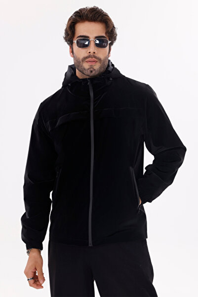 Royalside Men's Hooded Nova Fabric Stylish Seasonal Waterproof and Windproof Raincoat