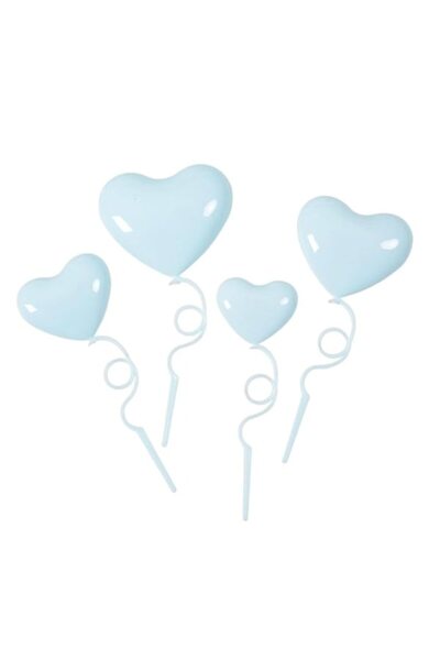 OEM Set 4 decoratiuni pentru tort, in forma de inima, 3D, diferite dimensiuni...