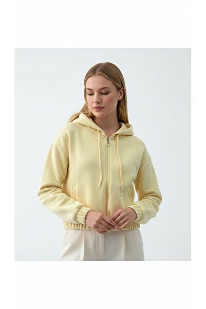 Patreon Women's Soft Fleece-Lined 3-Thread Oversized Hooded Zippered Cropped Top