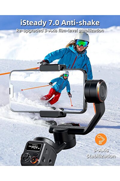 Hohem iSteady M6 Kit Gimbal Stabilizer for Smartphone (AI Tracking, Magnetic Fill Light, 0.91-inch O
