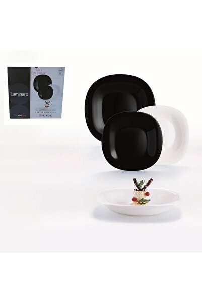 Perfect Home Set de masă CARINE cu 18 piese, combinație alb-negru