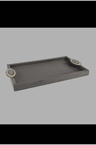 zepce design Gri Gold Kadife Tepsi