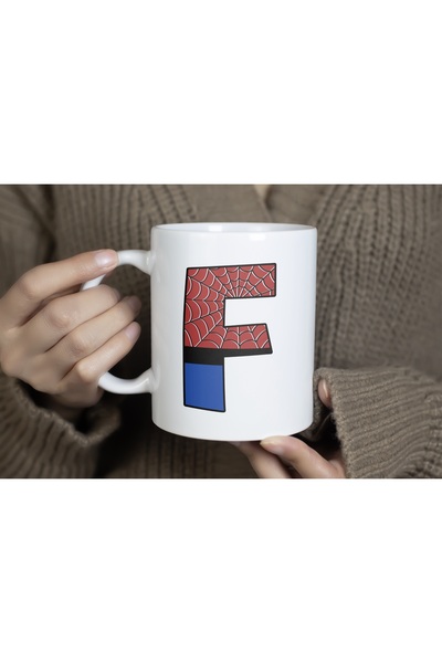 Beramussa كوب سبايدر مان بحرف F، كوب بنمط سبايدر مان كهدية، كوب عيد ميلاد