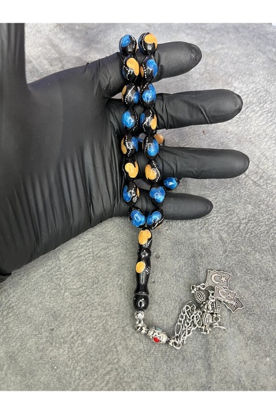 Mos Tespih Large Size Embroidered High-End Natural Kuka Prayer Beads