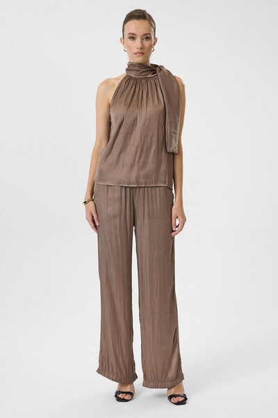 TIFFANY&TOMATO Kraşlı Saten Pantolon - Siyah