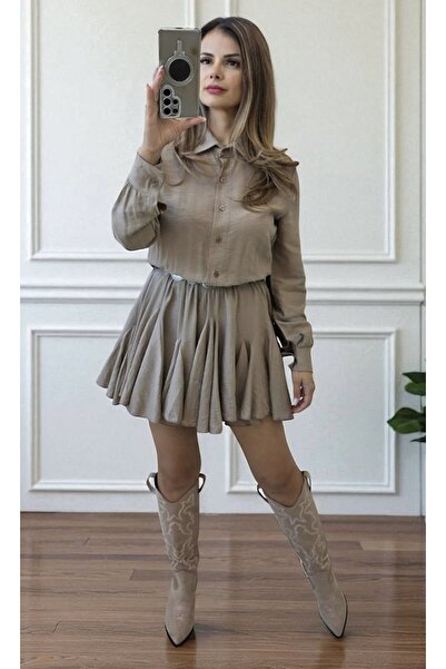 styleFlex Rochie tip camasa din vascoza 100% si elastic in talie