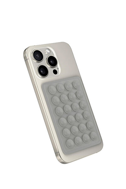 bewn Telefon Arkasına Yapışan Silikon Vantuzlu Telefon Tutucu Vakumlu Gri