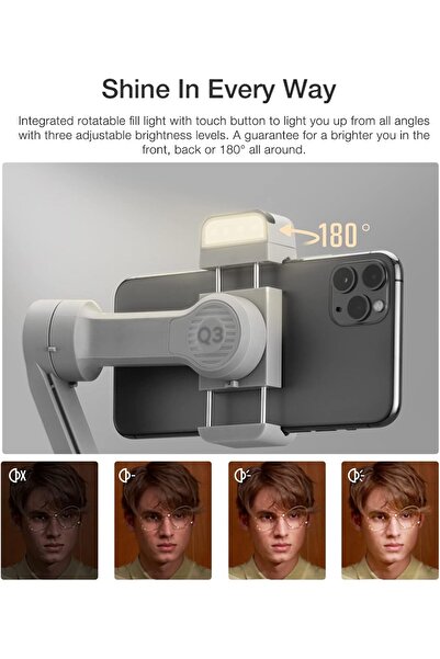 ZHIYUN Smooth Q3 Combo 3-Axis Foldable Smartphone Gimbal with 180° Rotatable Fill Light