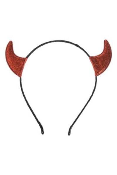 Jumbo Halloween Hair Crown Red Glitter Horns