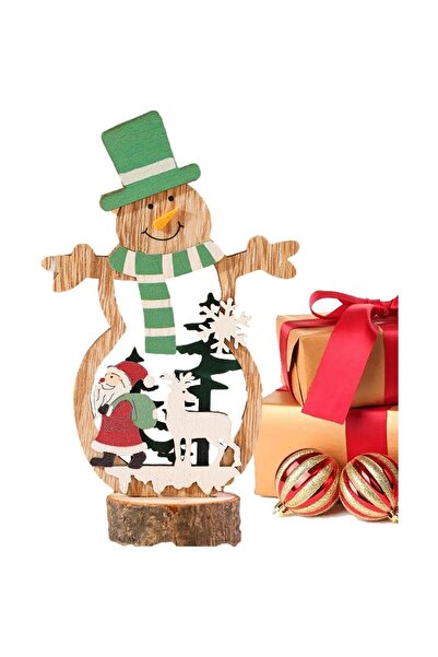 Flippy Christmas Decoration, Wooden, 10.5 x 18 cm, Snowman with Green Hat, Multicolor