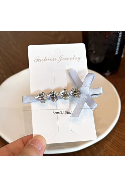 Accessories Hei Gray Ribbon Detailed with Stones Cute Stylish Heart Detailed Sparkling Children's 1 Piece Buckle