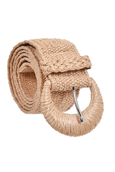 OEM Beige Elastic Belt with Buckle for Women 100x5cm