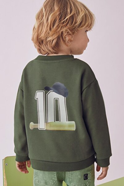 MAYORAL Boy's 4-9 Years Old Back Patterned Sweatshirt Khaki