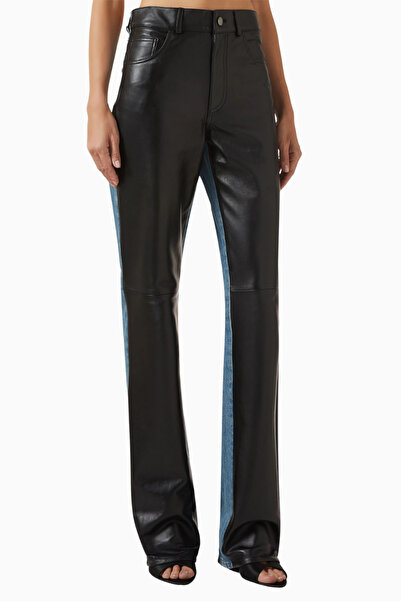 Haikure Star Slim Fit Leather Pants, Modern Women's Trousers with Black-Denim...