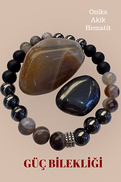 Doğaltaş Bracelet for Strength - Onyx, Agate, Hematite