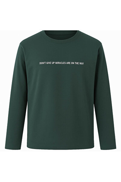 trender O Neck Injection Printed 2 Thread Petrol Men's Sweatshirt 5725