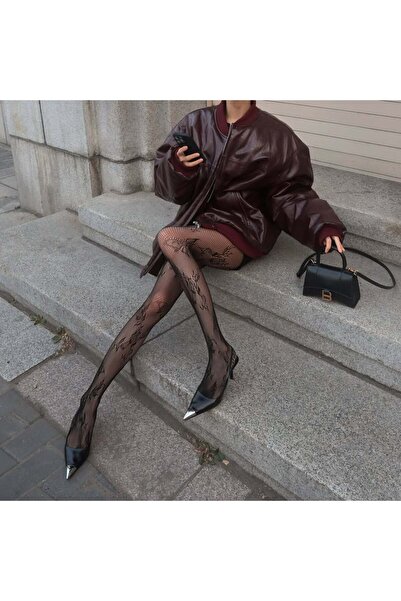 MATHILDA Women's Floral Rose Patterned Pantyhose