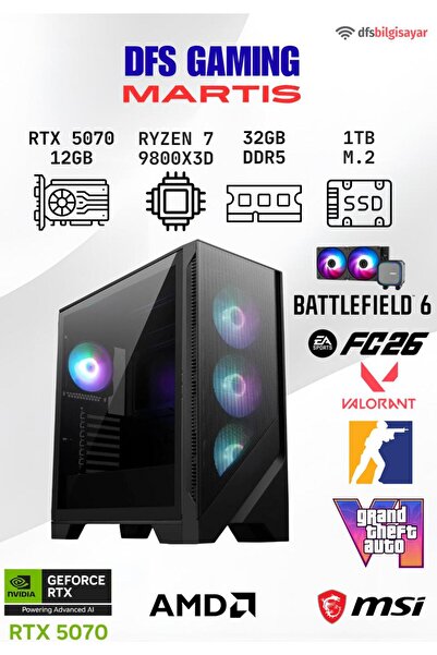 MSI DFS GAMING MARTIS RYZEN 7 9800X3D-B650M-RTX 5070 12GB-32GB DDR5 RAM-1TB M.2 SSD-OYUNCU BİLGİSAYARI