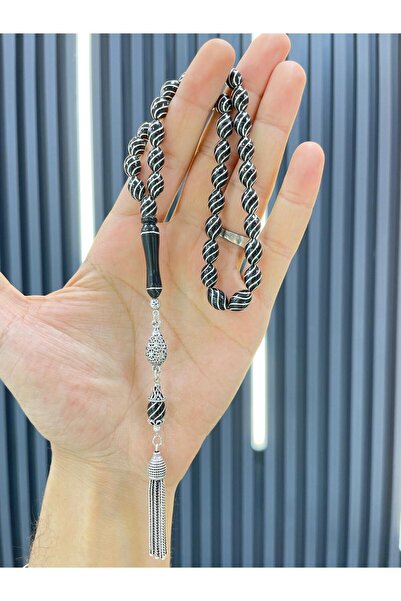 AHMET SİLVER 925 Ayar Gümüş İşlemeli Orjinal Erzurum Oltu Tesbih