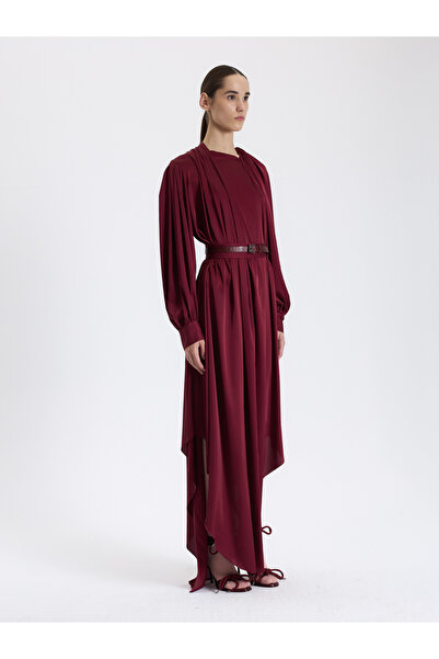 BAQA Kırmızı Kuşaklı Uzun Elbise