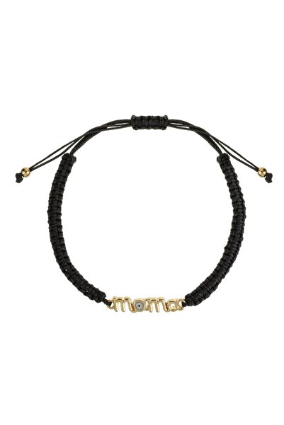 OEM Bratara Macrame Neagra cu ”Mama” de Culoare Aurie & Ochi