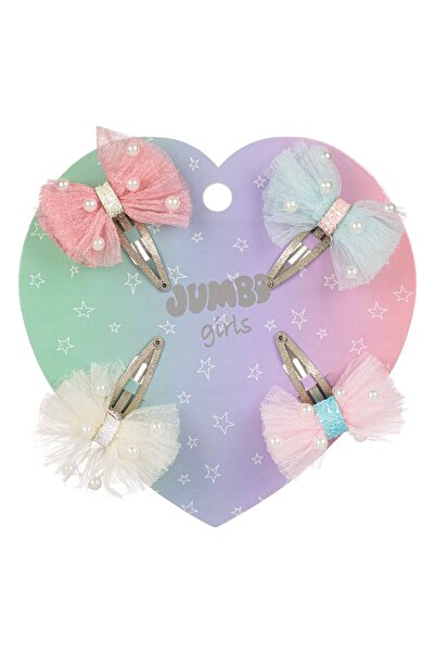 OEM 3D Metal Hair Clips Bows Pink Sky Blue Pearls for Children 4cm - 4pcs