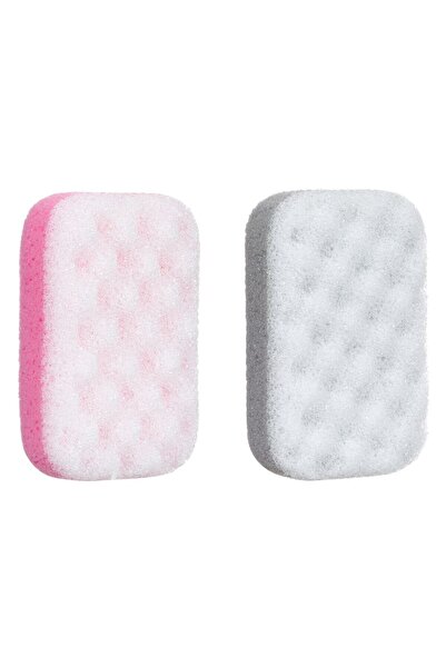 OEM Pink Grey Mesh Massage Bath Sponge - 2pcs