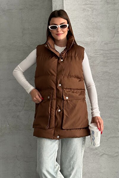 moda armanc سترة نفخ للنساء - سترة نفخ كاجوال مع جيوب وسحاب