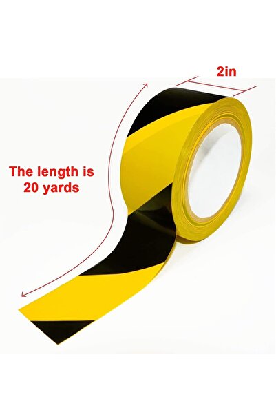 MARKQ [Pack of 1] Hazard Warning Tape 2" x 20 Yards – Black & Yellow Safety Tape for Caution
