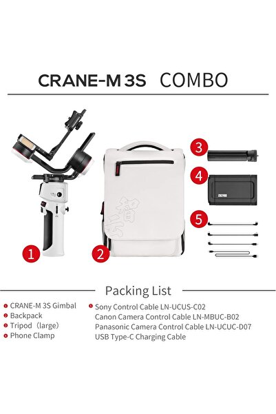 ZHIYUN Crane-M3S Combo 3-Axis Handheld Gimbal Stabilizer for Mirrorless Camera Smartphone Action Cam