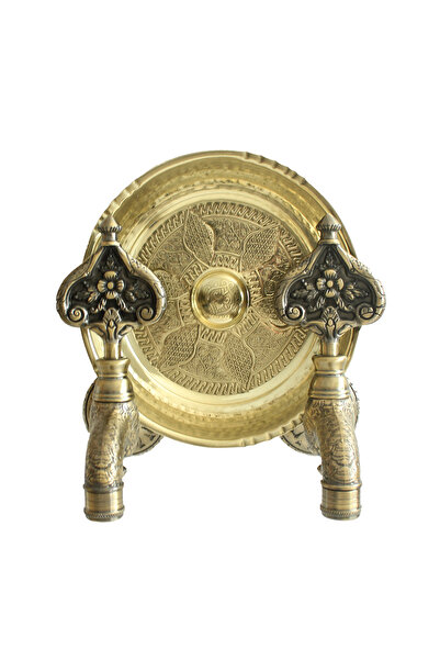 FKN صنبور حمام تركي عتيق مزدوج باللون الأصفر مع نمط مرصع بالأحجار ومرشح