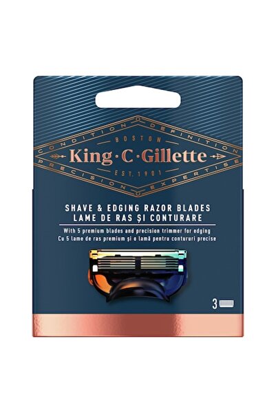 Gillette Rezerve de lame de ras pentru bărbierit și conturare King C. Gillette, 3 buc.