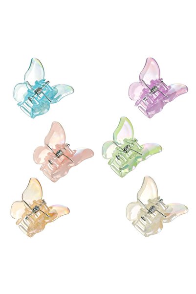 OEM Clame Par Fluturi Colorati Pastelati Irizati pentru Copii 2cm - 6buc