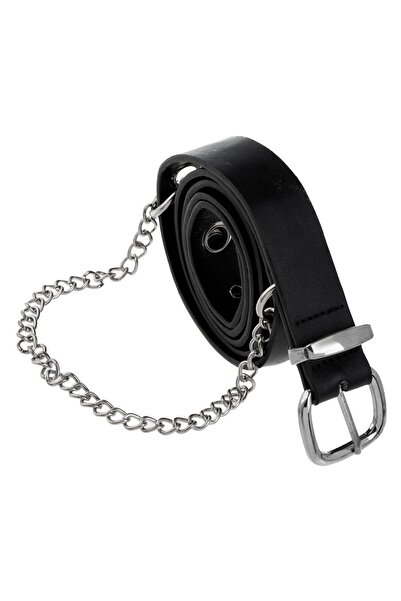 OEM Black Silver Belt with Circles & Chain 2.8x110cm