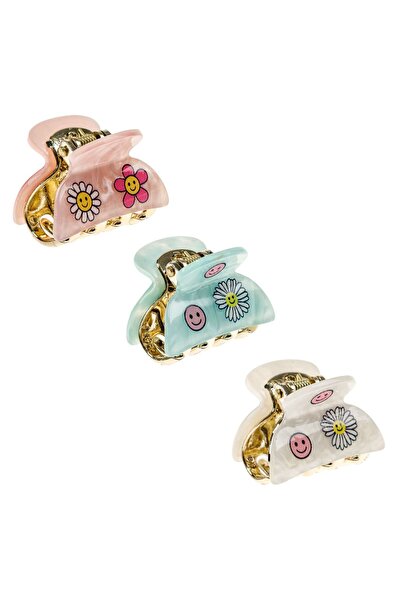 OEM Clame de Par Stralucitoare Flori & Emoji 3.5cm pentru Copii - 3buc