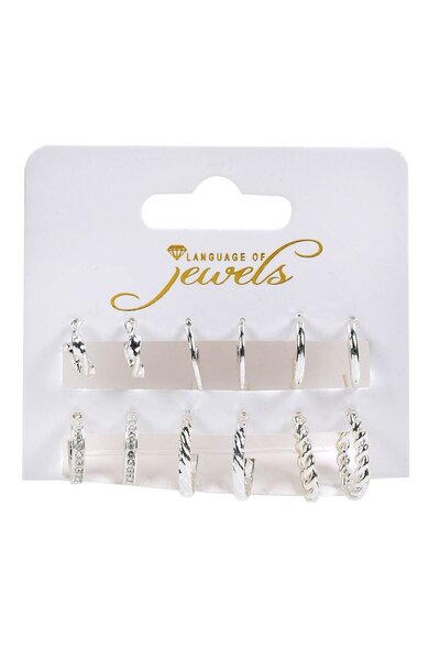 OEM Cercei de Culoare Argintie Cercuri cu Modele pentru Femei - 6 perechi