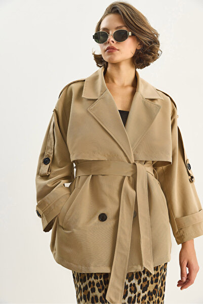 Bianco Lucci Kadın Aller Detaylı Kuşaklı Cepli Astarlı Trençkot 2019 60283605