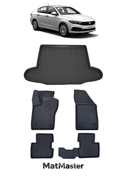 MatMaster Fiat Egea Sedan 2019 Model 5D Premium Ekstra Havuzlu Paspas Ve Baga...