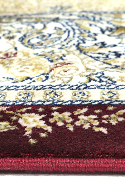 Halı Sepeti Enti Herat 2805 kırmızı Klasik Salon Halısı Çerçeveli Göbekli Parlak Dokuma Lüks Vintage Halı