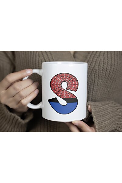 Beramussa كوب سبايدر مان بحرف أولي S، كوب بنمط سبايدر مان كهدية، كوب عيد ميلاد