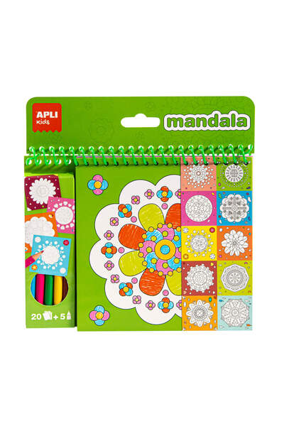 Apli Kids Bloc de desen APLI Mandala, cu creioane colorate incluse