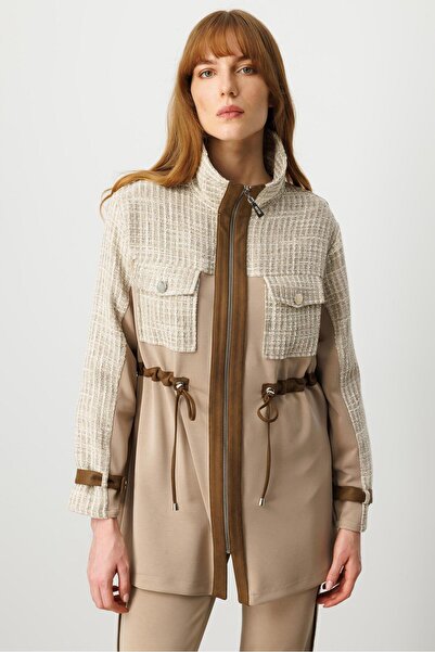 Moda İlgi فستان مودالجي بتصميم مستقيم مع تفاصيل غارني وأكتاف مكشوفة وحزام خصر ورباط طويل - 40051 لون المنك