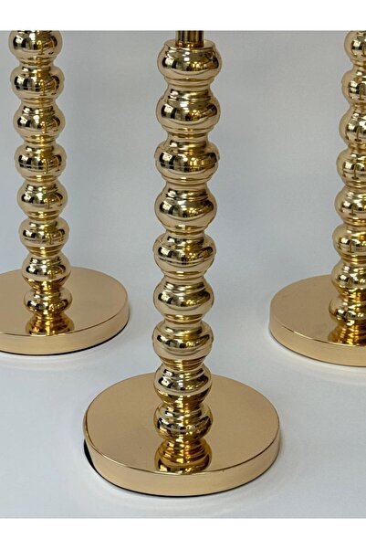 Living Set of 3 Round Side Tables with Glass Tops and Golden Stainless Steel Base