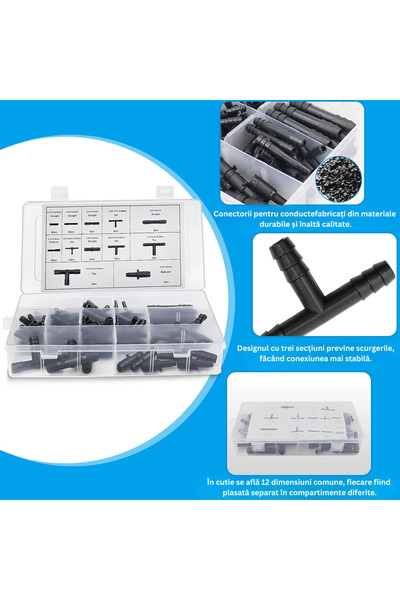 MaxTech Set mixt 113 buc. conectori, reductori, racorduri, teuri de conducte / furtune auto MaxTech®