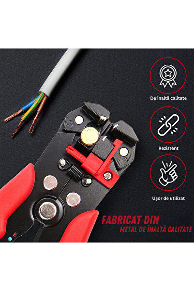 MaxTech Cleste profesional pentru dezizolat cablu 10-24 AWG, Maxtech, multifunctional, aliaj de zinc