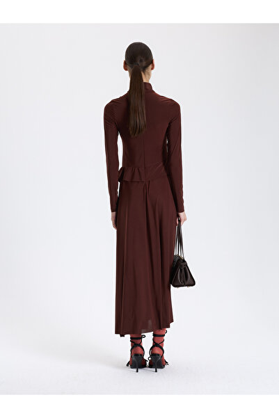 BAQA Pudra Drapeli Uzun Elbise