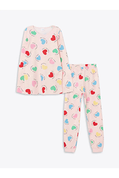 LC Waikiki LCW Kids Pembe Bisiklet Yaka Kız Çocuk Pijama Takımı