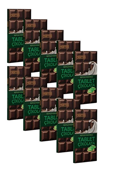 Harras Antep Fıstıklı Sütlü Çikolata Tablet 10 Adet x 80g